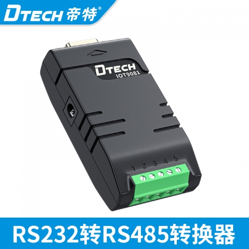 DTECH帝特IOT9081工業級RS232轉RS485寬壓防雷有源雙向轉換器110bps~512Kbps寬壓5.5V-30Vdc600W防雷防浪涌esd保護